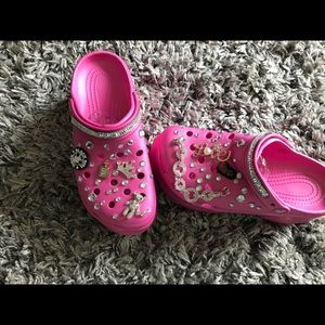 Pink platform with diamonds and charms